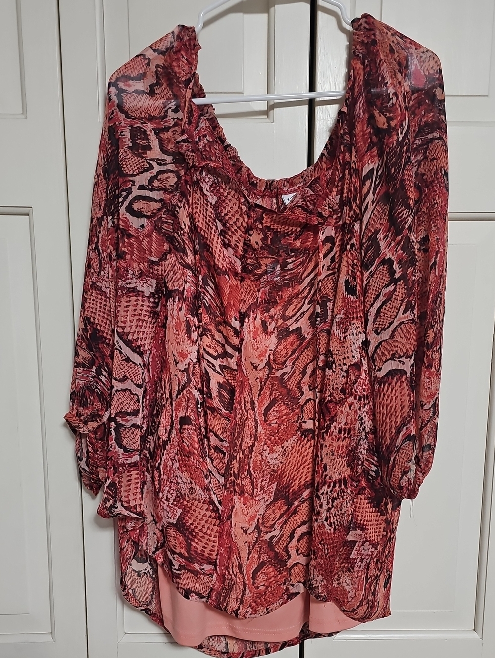 Women's Red Snake-Print Blouse